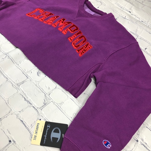 Champion Reverse Weave Purple Crop Sweater - Picture 4 of 7